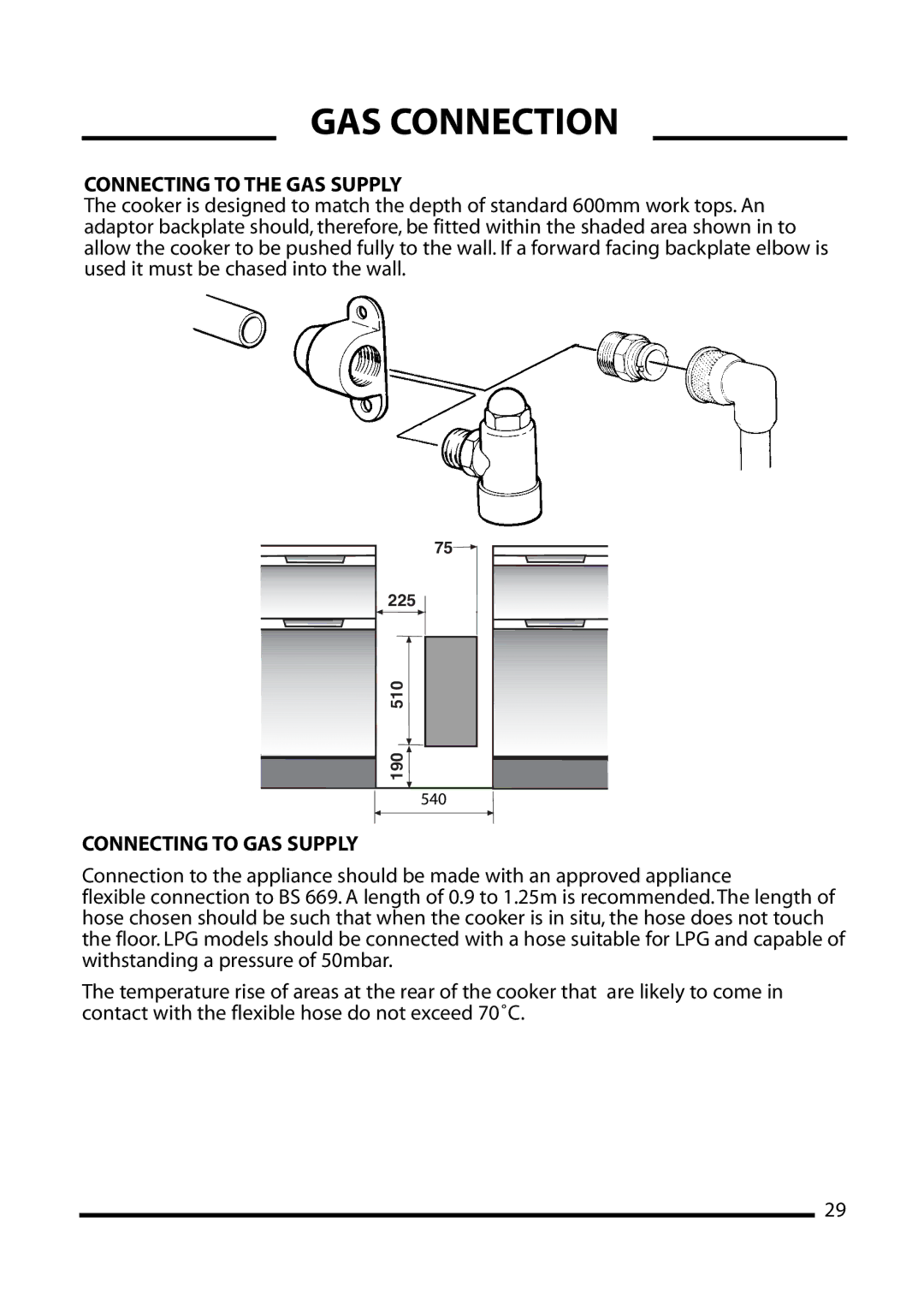 Cannon 10550G, 10555G, 10552G, 10556G GAS Connection, Connecting to the GAS Supply, Connecting to GAS Supply 