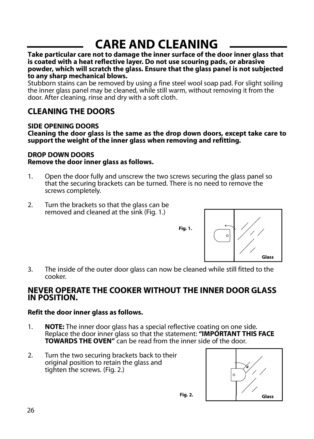 Cannon 10579G, 10573G, 10574G, 10578G, 10572G, 10576G, 10575G installation instructions Side Opening Doors, Drop Down Doors 