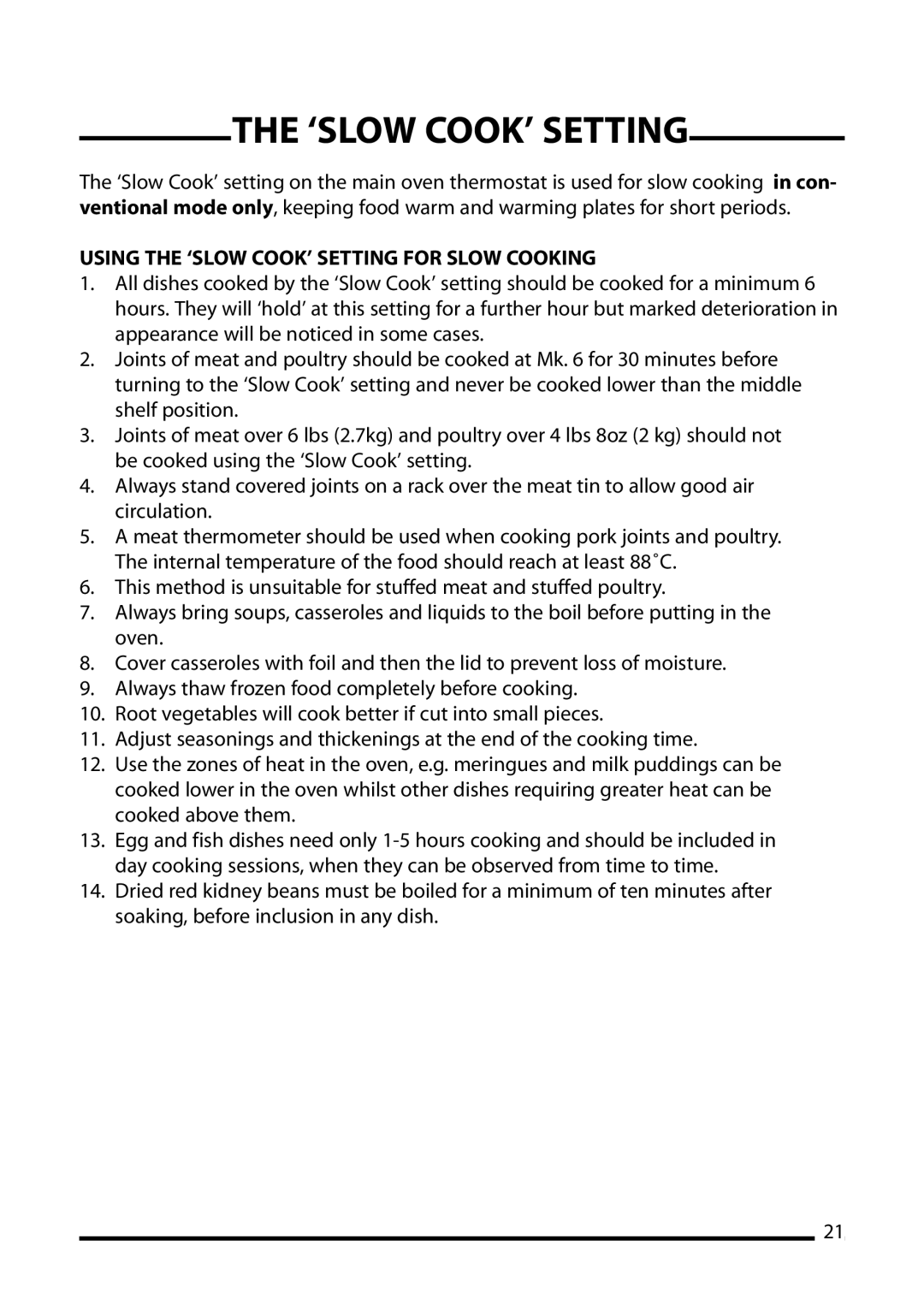 Cannon 10698G, 10692G, 10695G installation instructions Using the ‘SLOW COOK’ Setting for Slow Cooking 