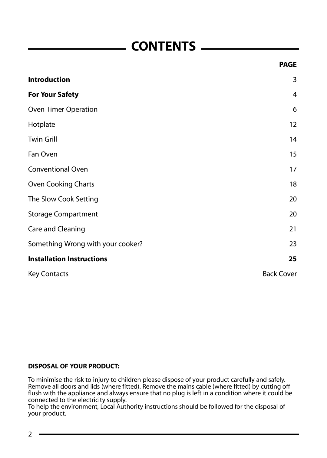 Cannon 10856G, 10855G, 10850G installation instructions Contents 