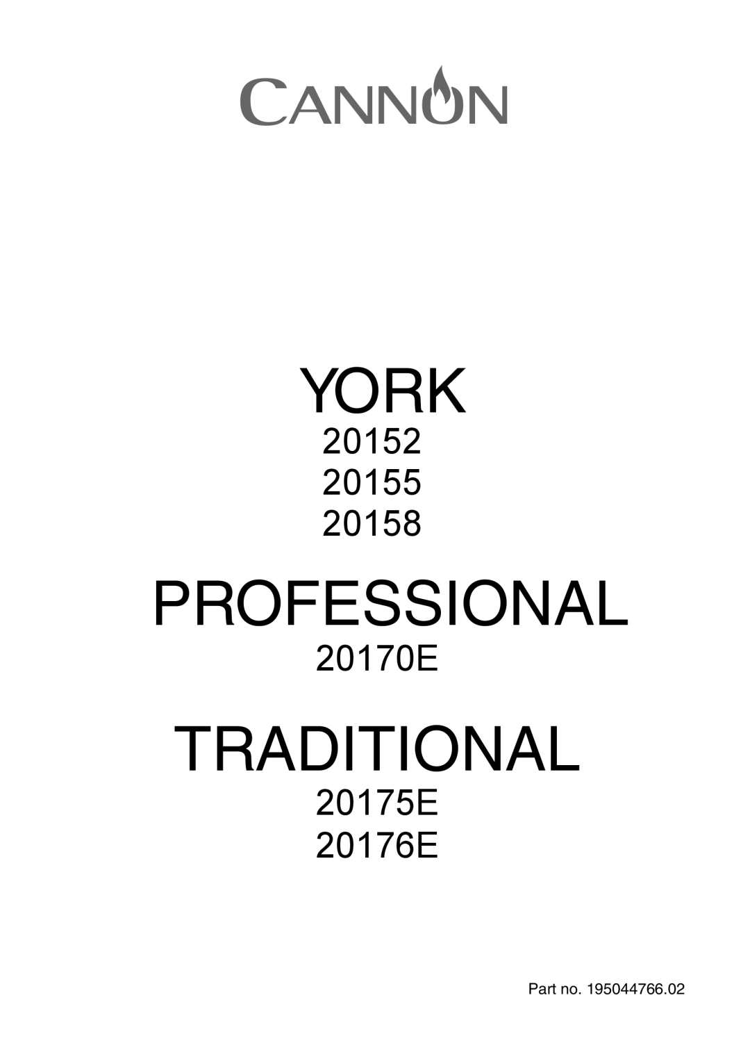 Cannon 20176E, 20170E, 20175E, 20158, 20152, 20155 manual York 