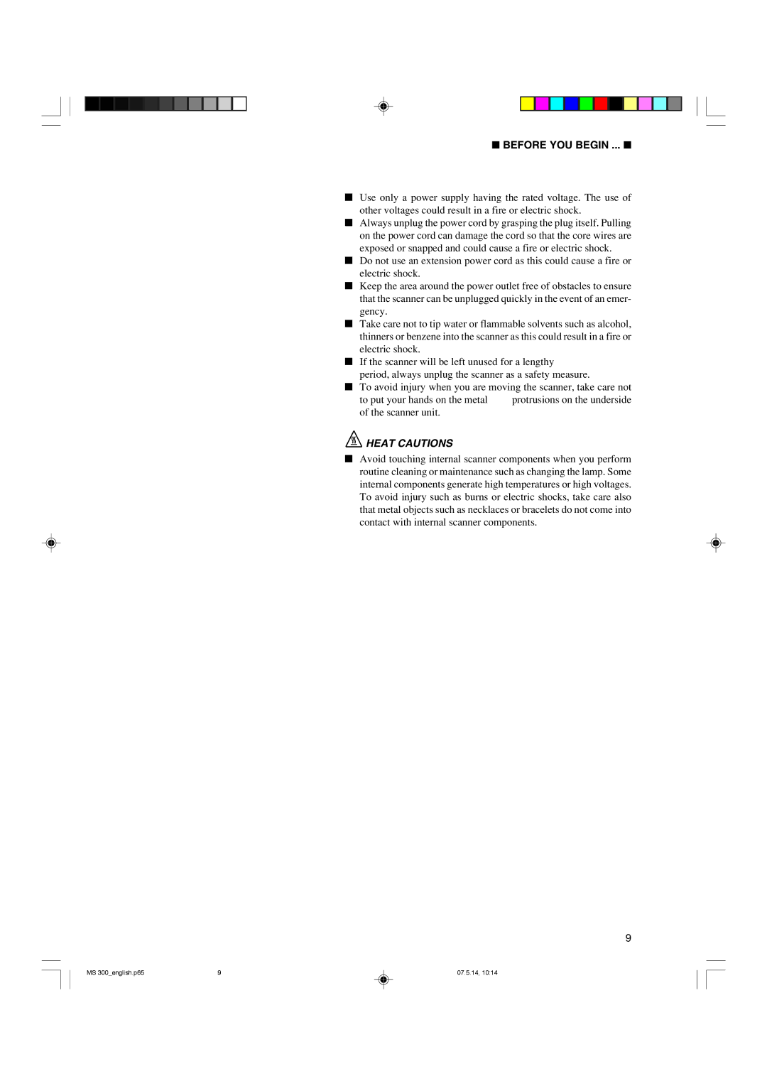 Cannon 300II manual Heat Cautions 