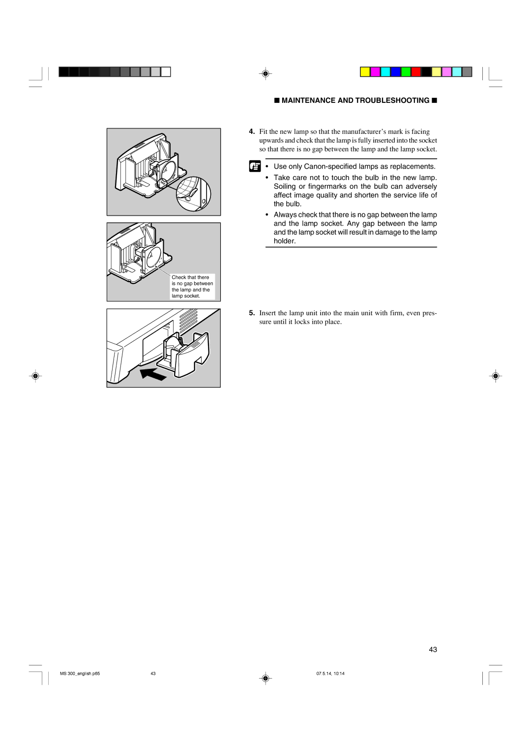 Cannon 300II manual Maintenance and Troubleshooting 