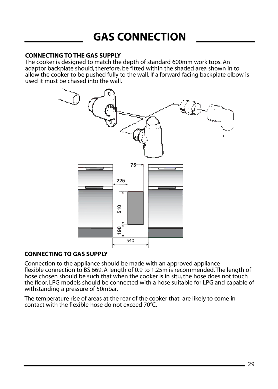 Cannon 4466200024-01 installation instructions GAS Connection, Connecting to the GAS Supply, Connecting to GAS Supply 