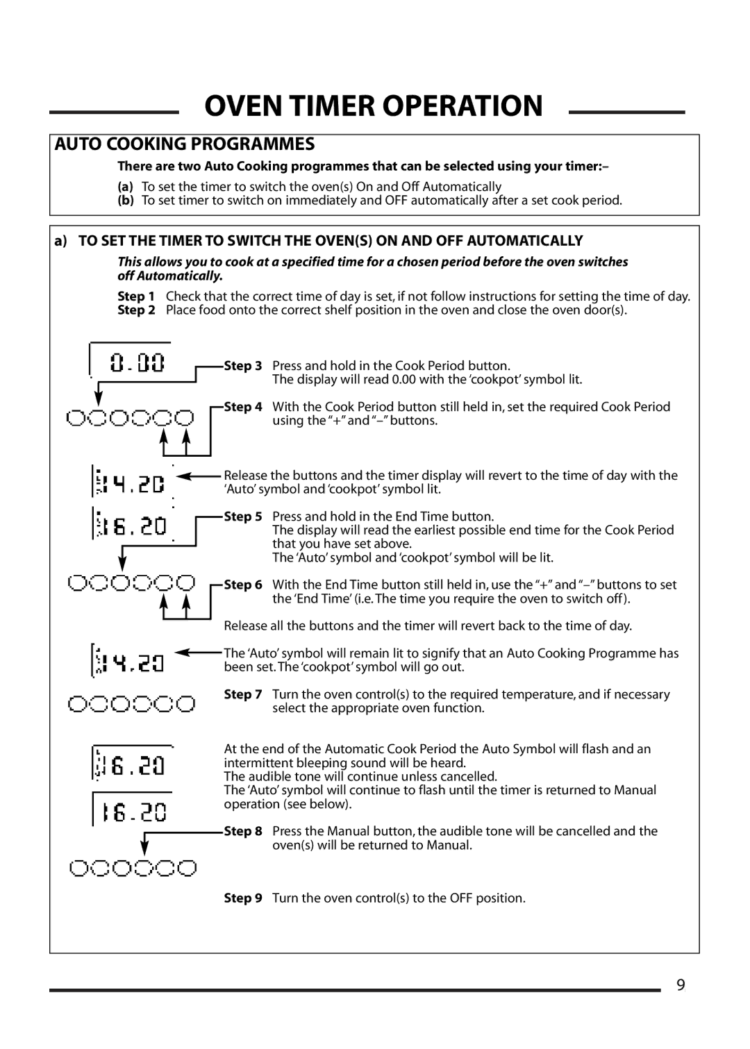 Cannon 4466200024-01 installation instructions Auto Cooking Programmes 