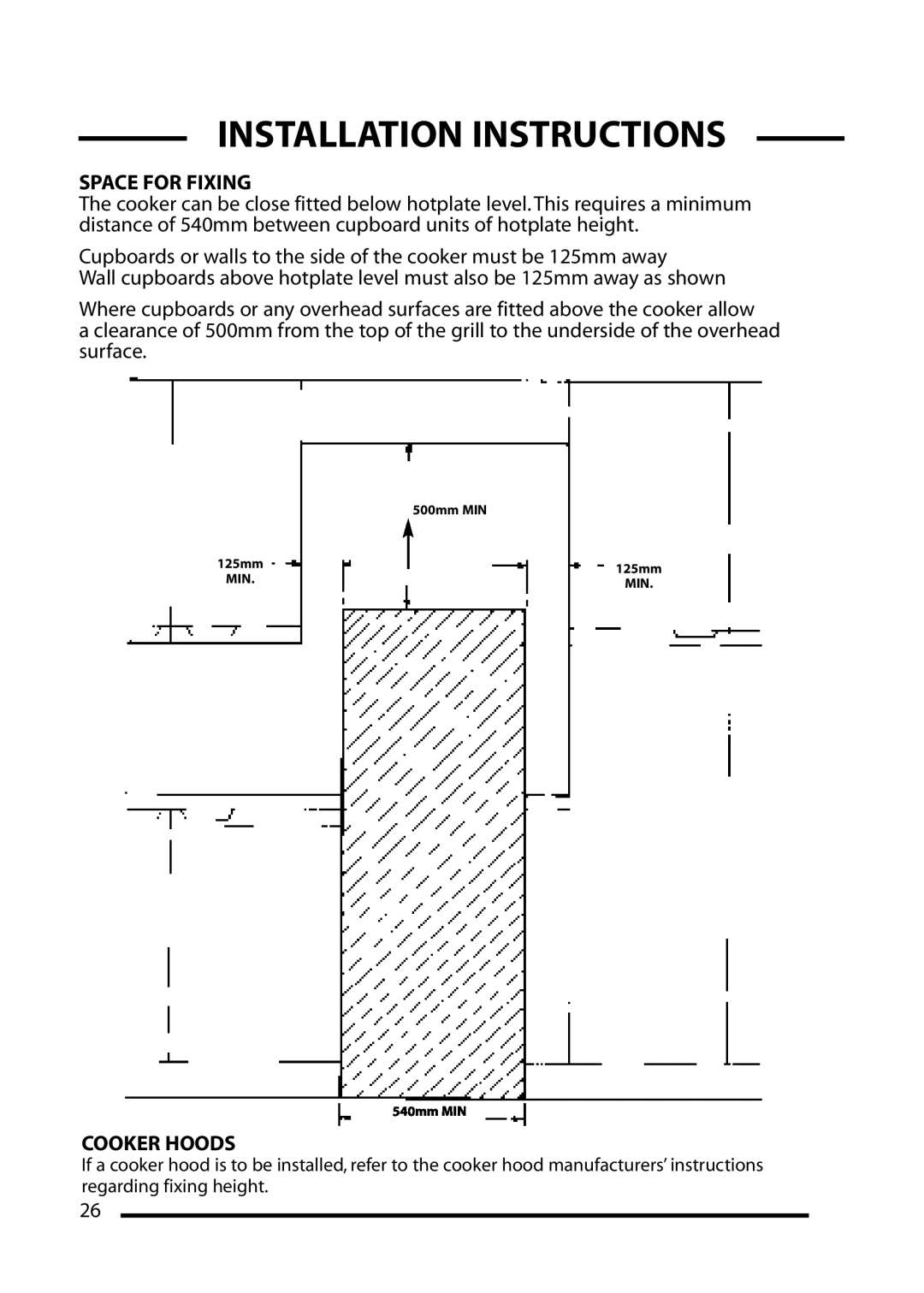 Cannon 4466200024-01 installation instructions Space For Fixing, Cooker Hoods, Installation Instructions 