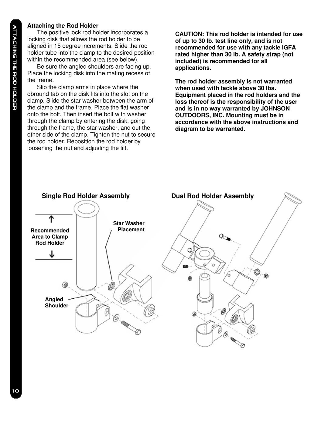 Cannon 10TS, 5 owner manual Attaching the Rod Holder 