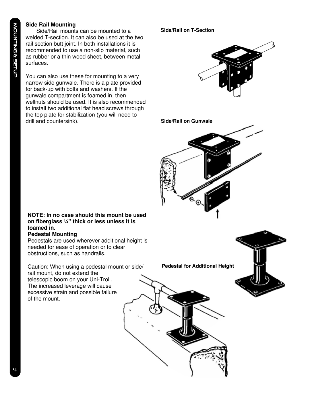 Cannon 10TS, 5 owner manual Side Rail Mounting, Pedestal Mounting 