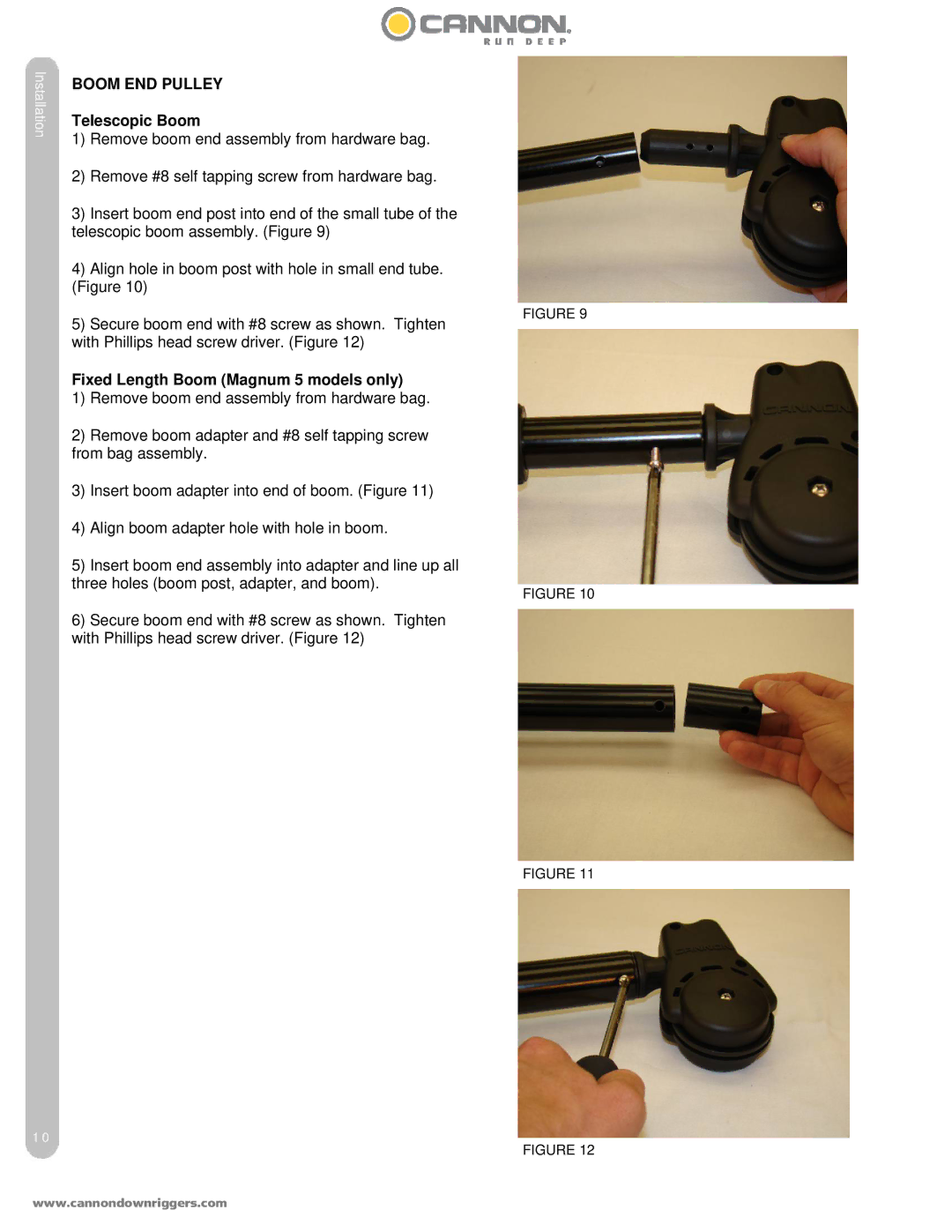 Cannon 10 STX TS, 5 ST owner manual Boom END Pulley, Telescopic Boom, Fixed Length Boom Magnum 5 models only 