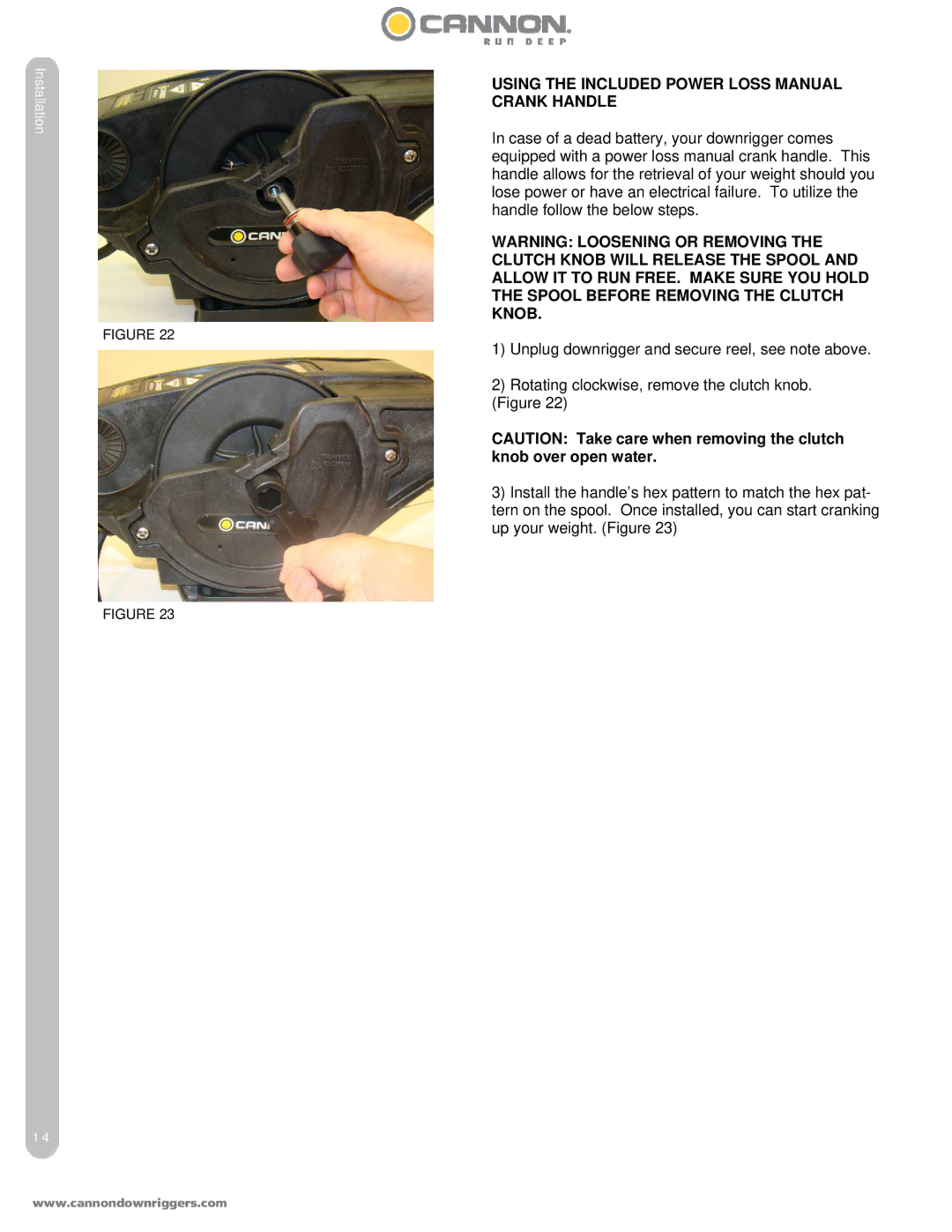 Cannon 5 ST, 10 STX TS owner manual Using the Included Power Loss Manual Crank Handle 