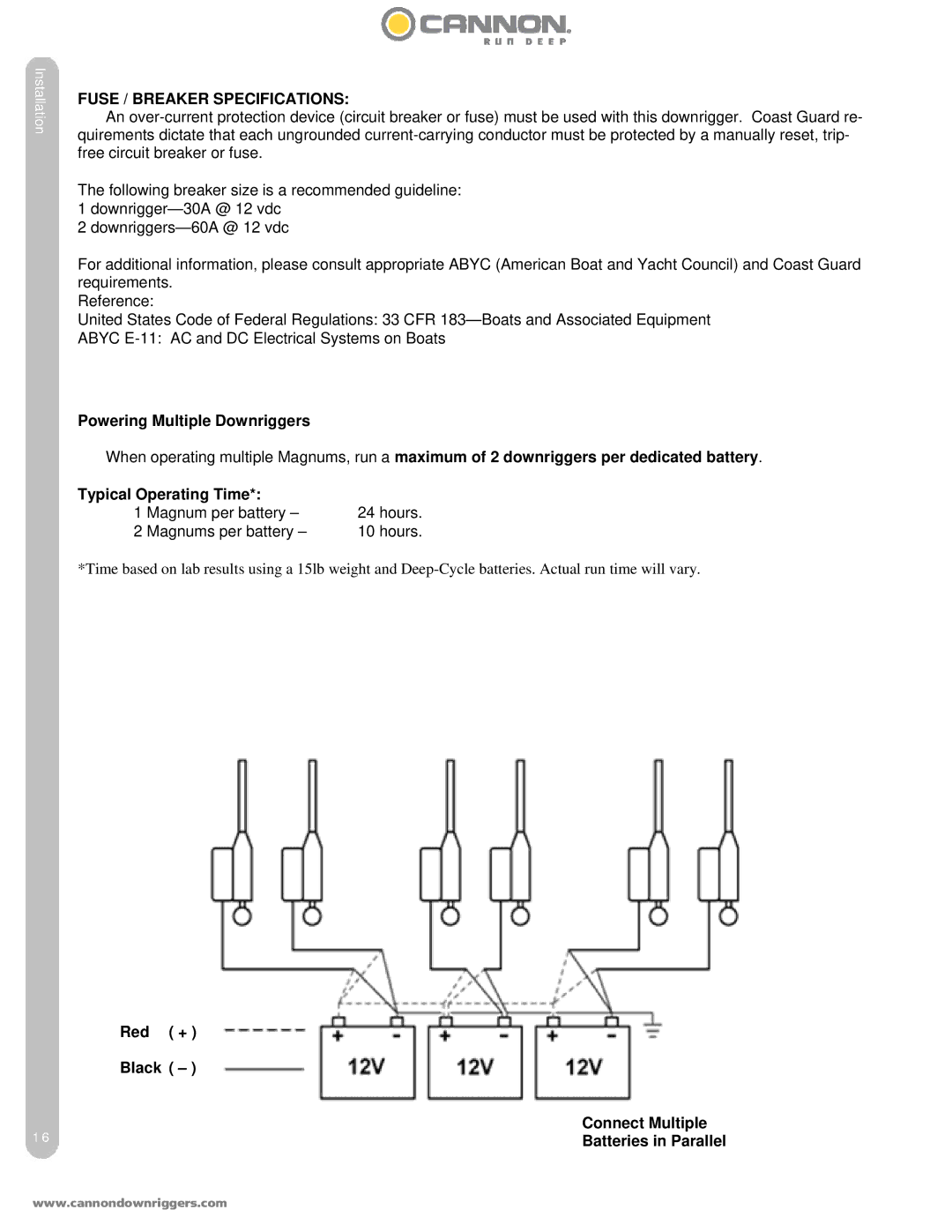 Cannon 10 STX TS, 5 ST owner manual Fuse / Breaker Specifications, Red Black Connect Multiple 