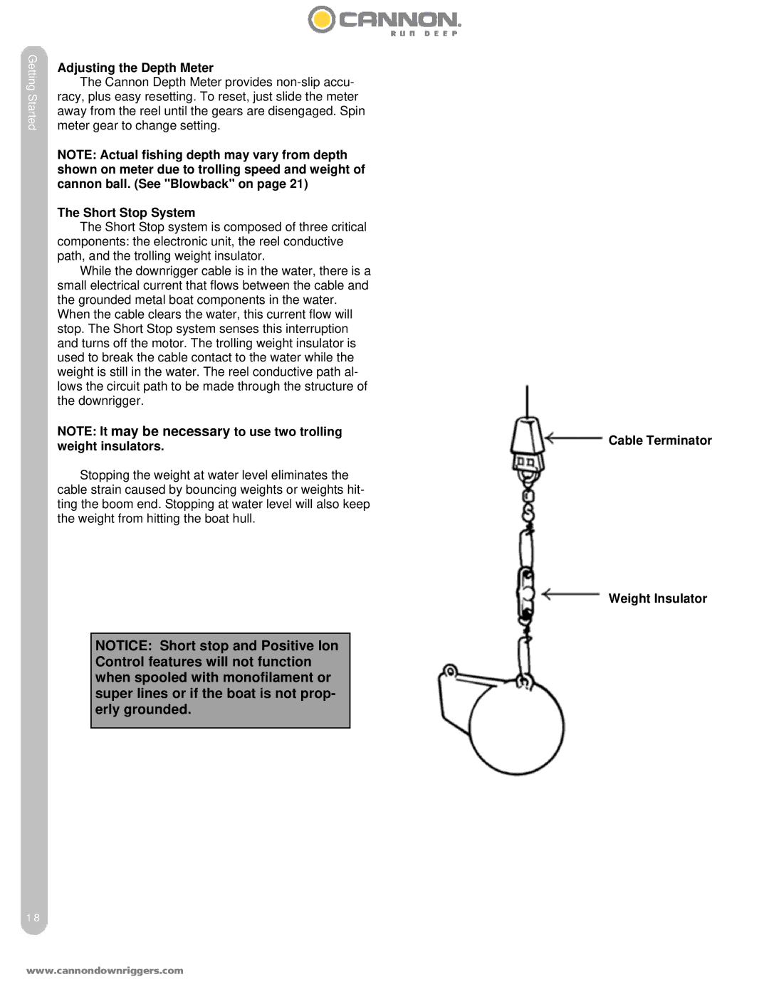 Cannon 5 ST Adjusting the Depth Meter, Shown on meter due to trolling speed and weight, Cannon ball. See Blowback on 