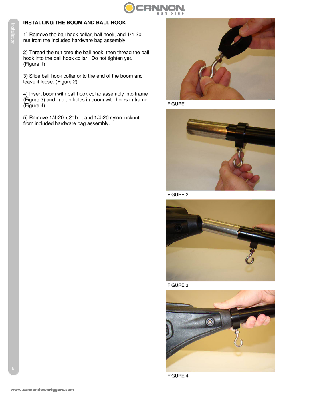 Cannon 5 ST, 10 STX TS owner manual Installing the Boom and Ball Hook 