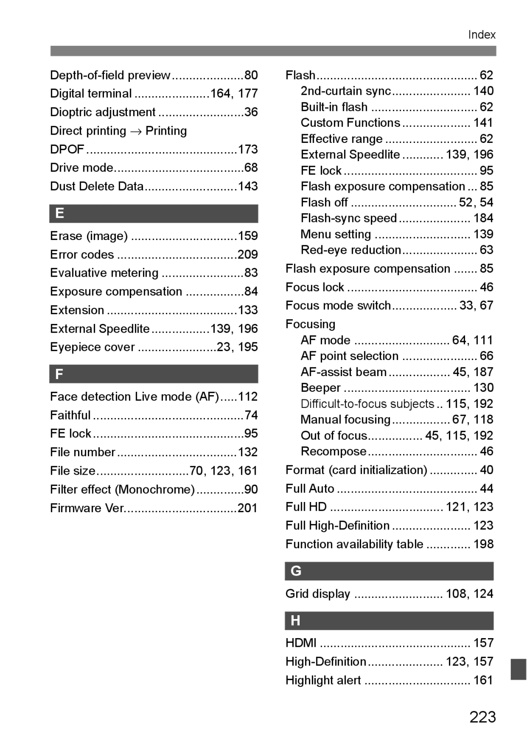 Cannon 500D instruction manual 223, 115 