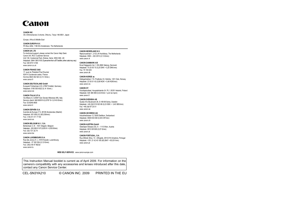 Cannon 500D instruction manual CEL-SN3YA210 