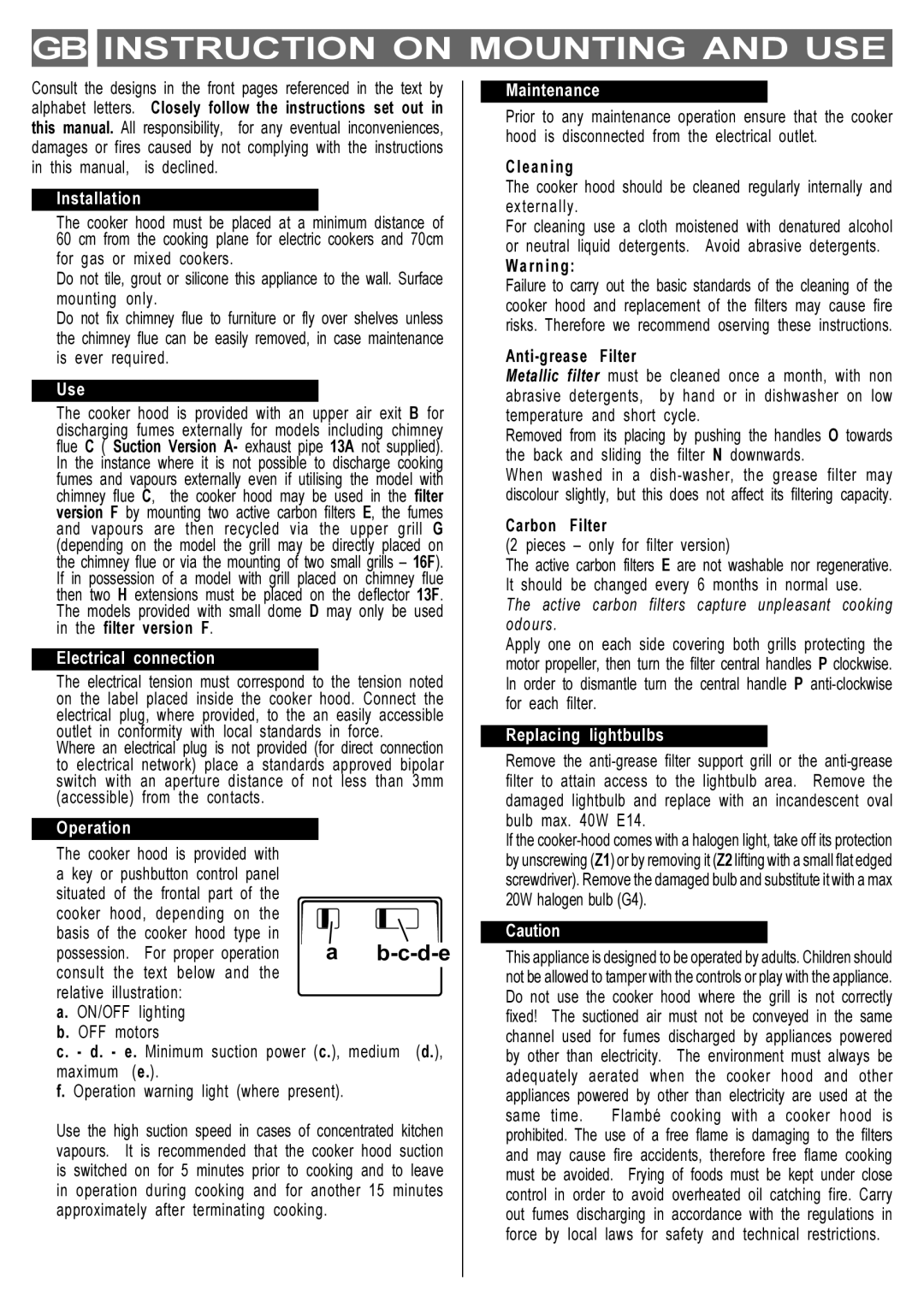 Cannon BHC60K, BHC100K manual GB Instruction on Mounting and USE 