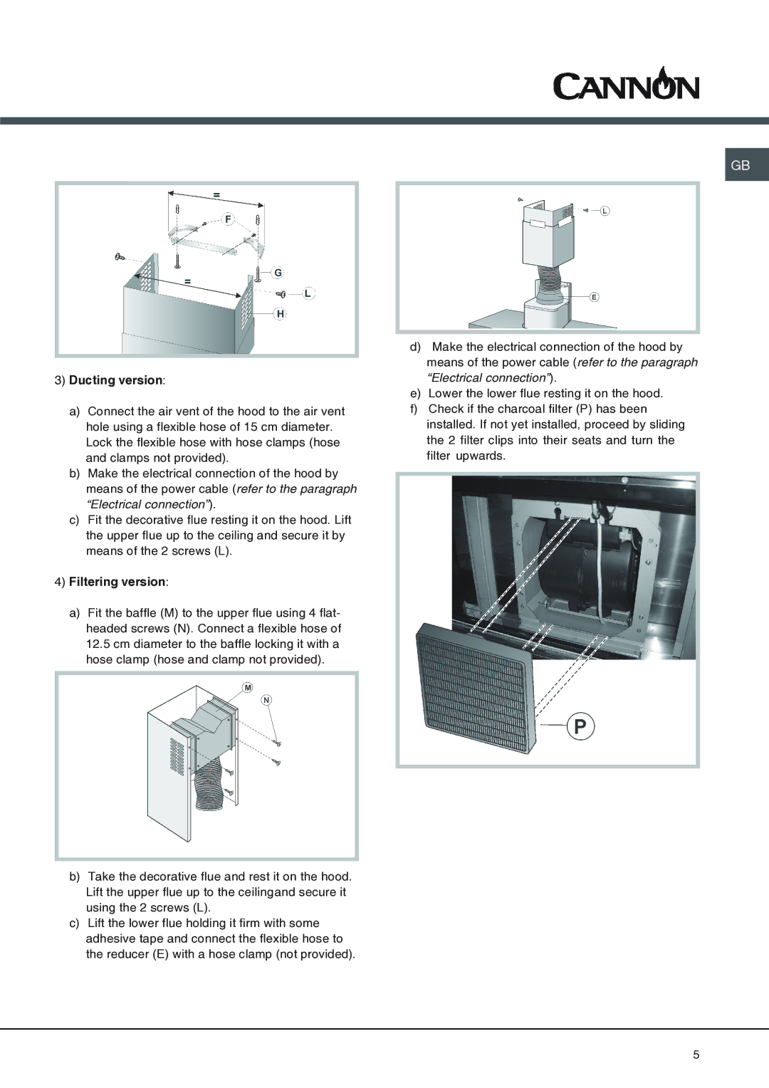 Cannon BHC110, BHC90 manual Ducting version, Filtering version 