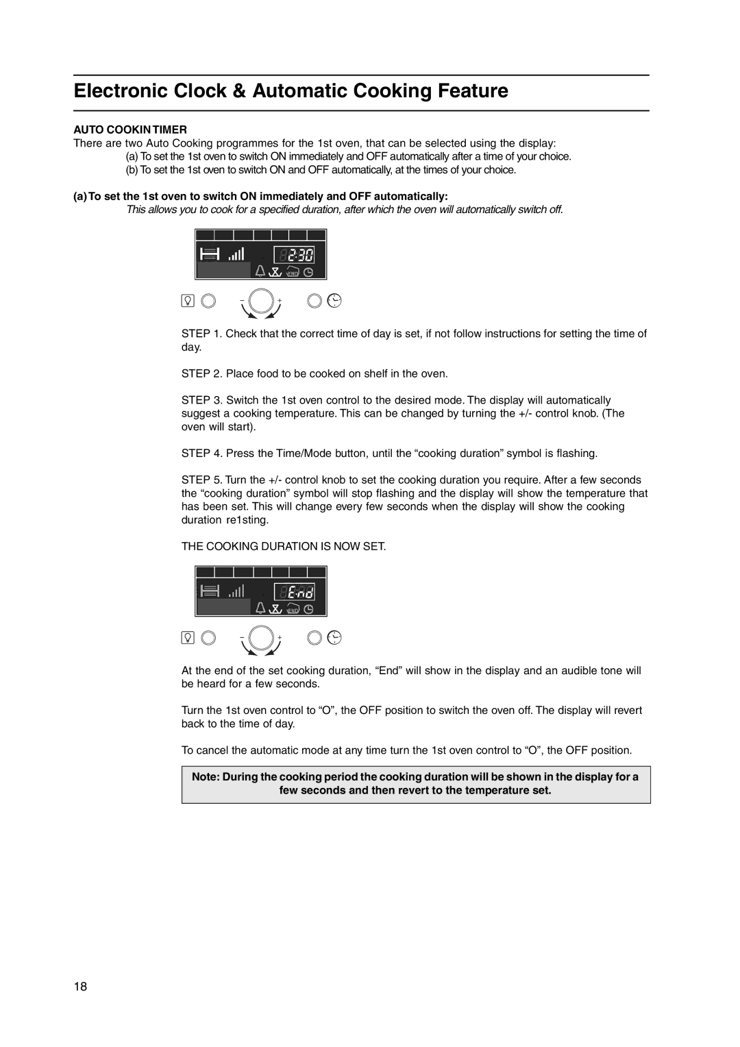 Cannon C110DPX manual Auto Cookin Timer, Few seconds and then revert to the temperature set 