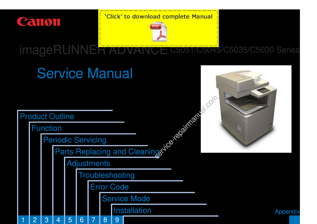 Cannon service manual Service Manual, imageRUNNER ADVANCE C5051/C5045/C5035/C5030 Series, Periodic Servicing, Function 