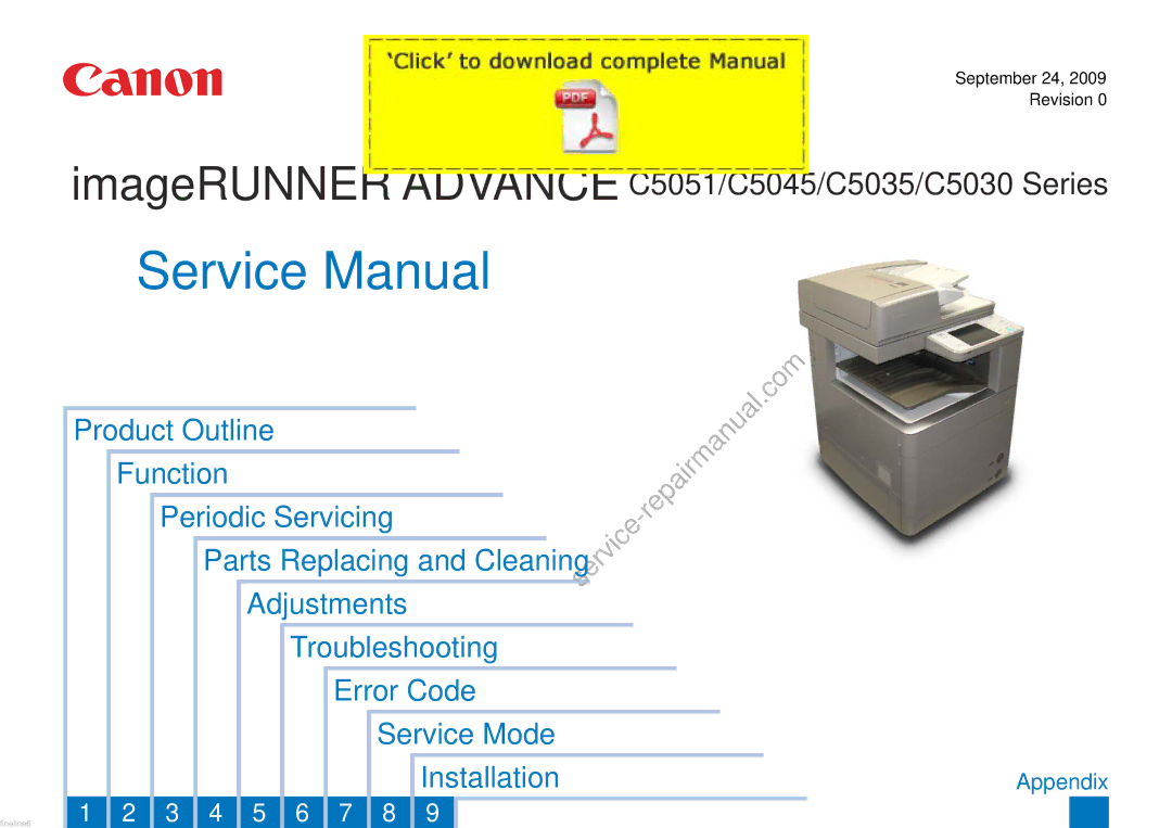 Cannon service manual ImageRUNNER Advance C5051/C5045/C5035/C5030 Series 