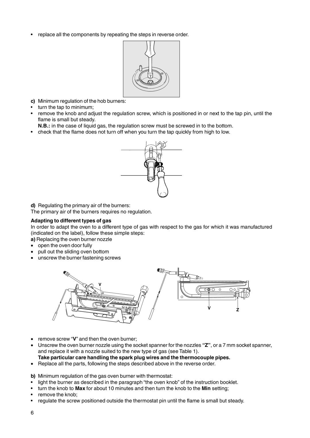 Cannon C50HNB, C50HNW manual Adapting to different types of gas 