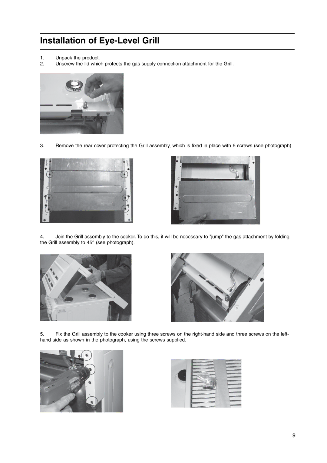 Cannon C50HNW, C50HNB manual Installation of Eye-Level Grill 