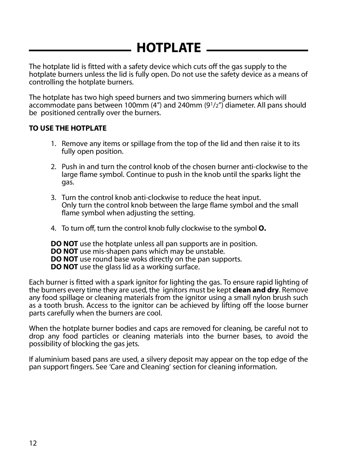 Cannon C60DH installation instructions To USE the Hotplate 