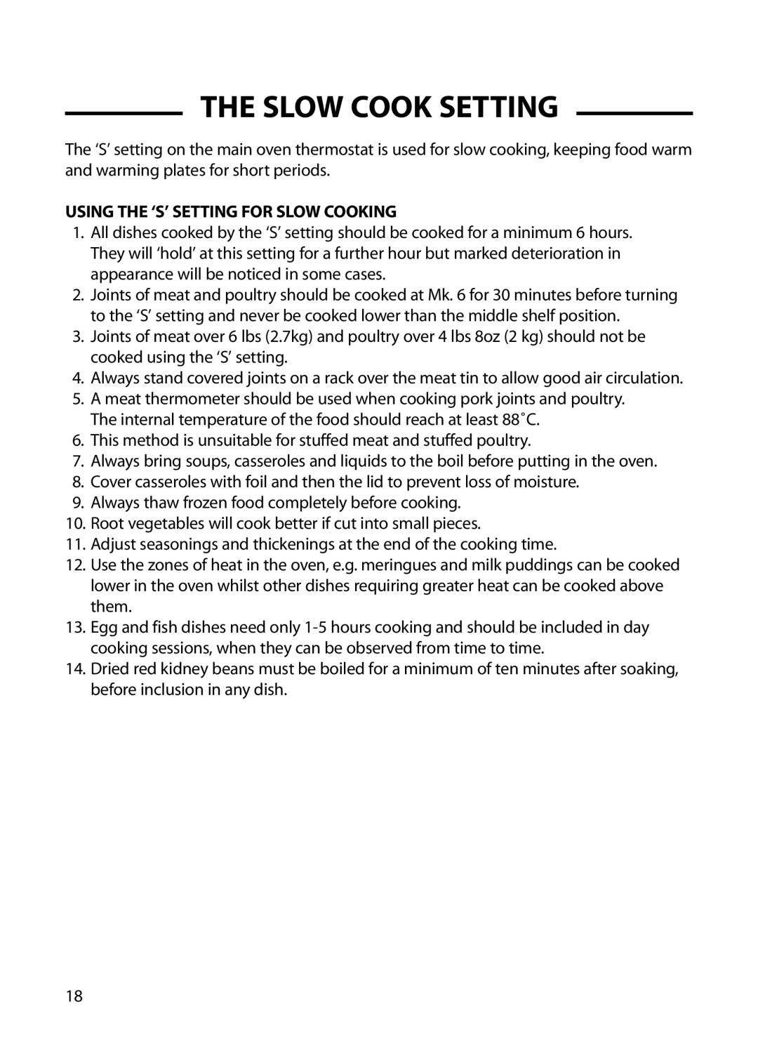 Cannon C60DH installation instructions Slow Cook Setting, Using the ‘S’ Setting for Slow Cooking 