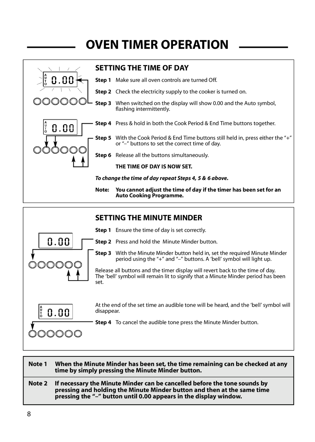 Cannon C60DH installation instructions Setting the Time of DAY 