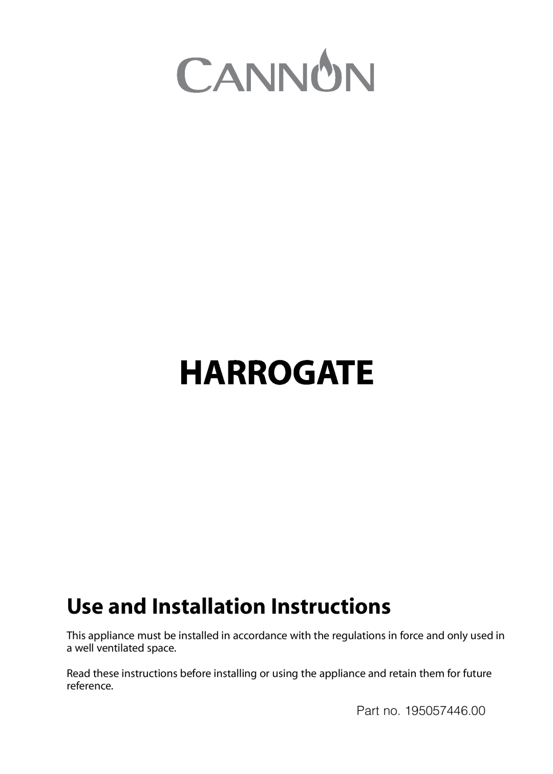 Cannon C60DH installation instructions Use and Installation Instructions, Harrogate 