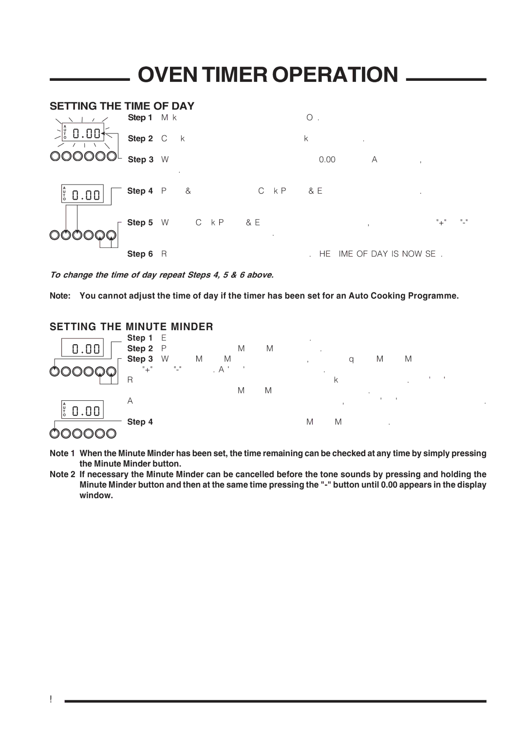 Cannon C60GCIS installation instructions Setting the Time of DAY, Setting the Minute Minder 