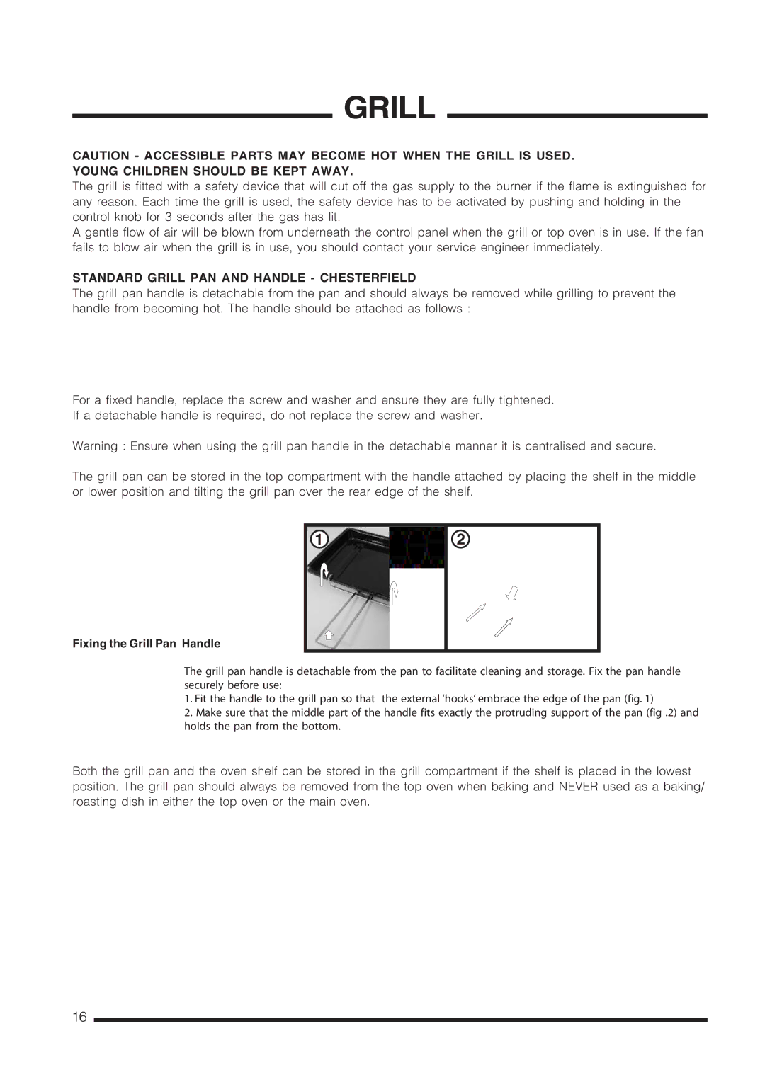 Cannon C60GCIS installation instructions Standard Grill PAN and Handle Chesterfield 