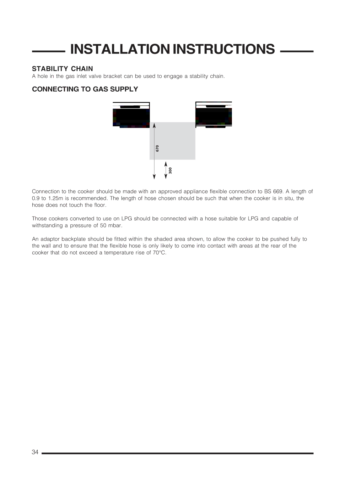 Cannon C60GCIS installation instructions Stability Chain, Connecting to GAS Supply 