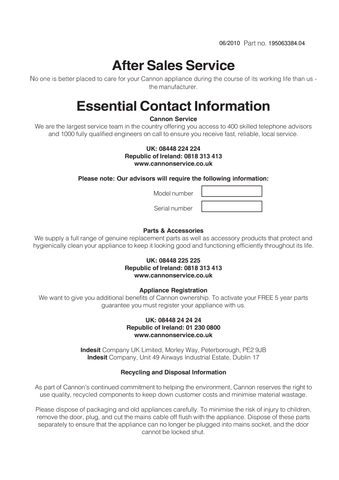 Cannon C60GCIS installation instructions After Sales Service 