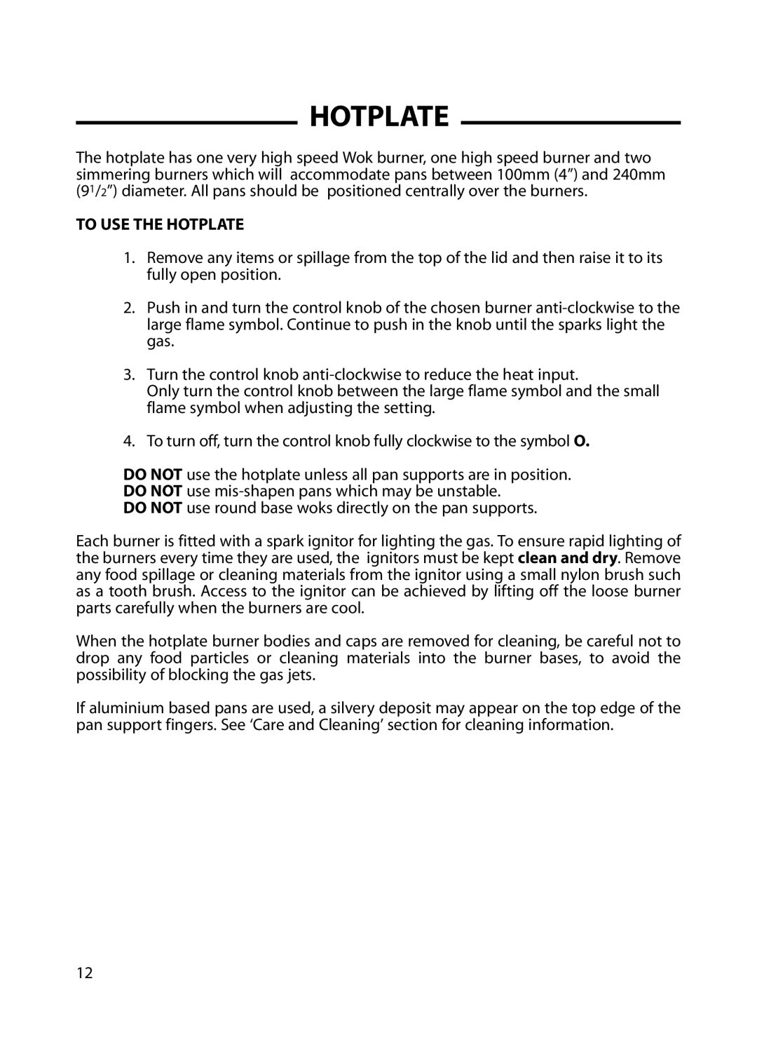 Cannon C60GP installation instructions To USE the Hotplate 