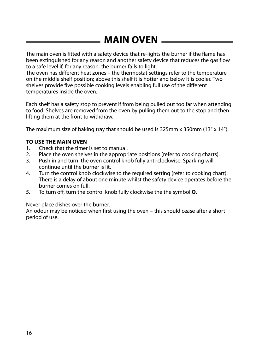 Cannon C60GP installation instructions To USE the Main Oven 