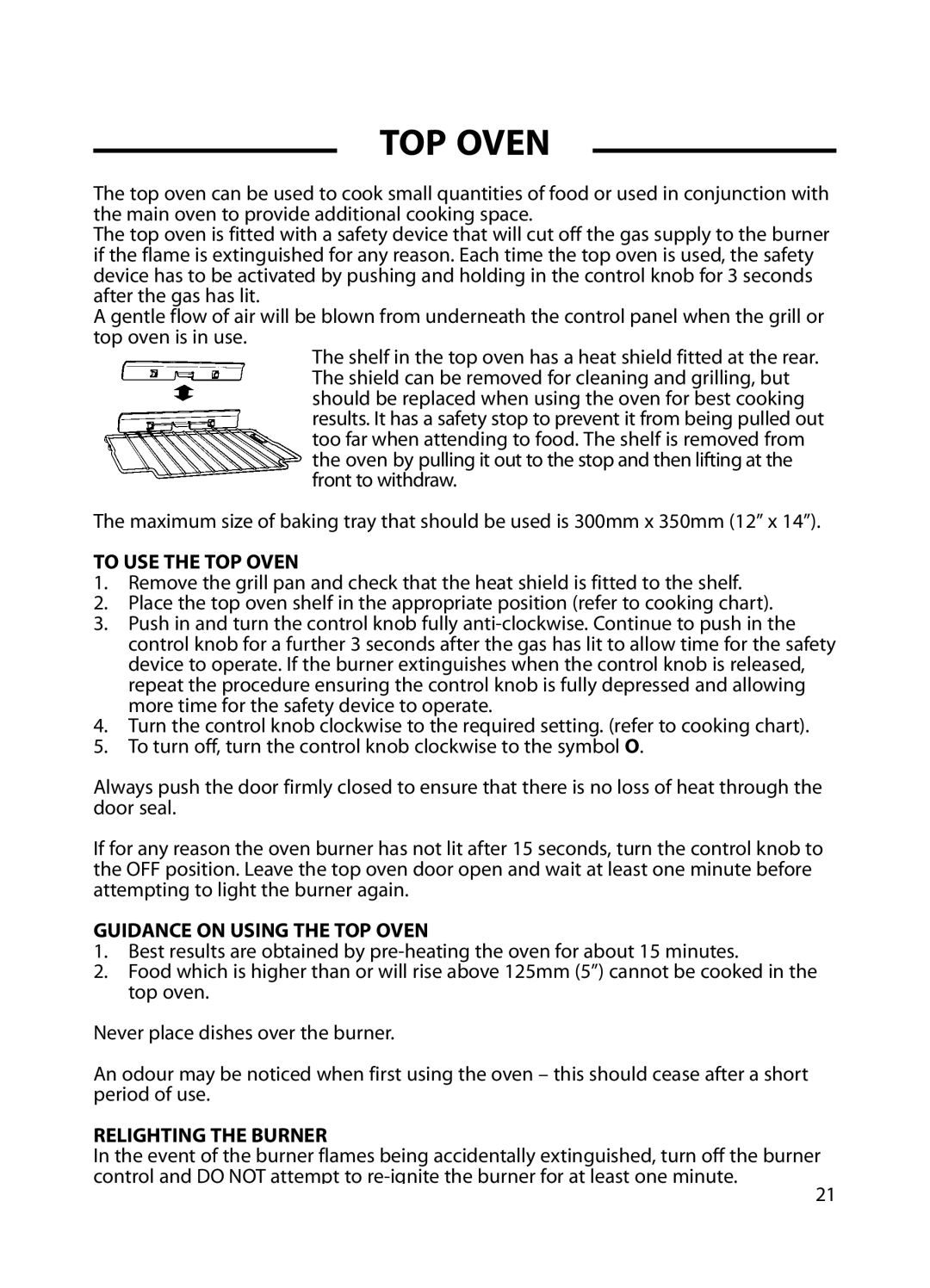 Cannon C60GP installation instructions To USE the TOP Oven, Guidance on Using the TOP Oven 