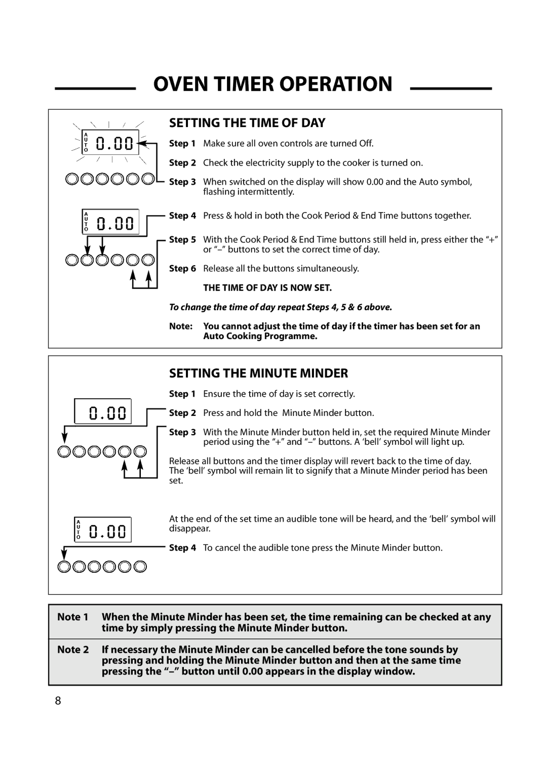 Cannon C60GP installation instructions Setting the Time of DAY 