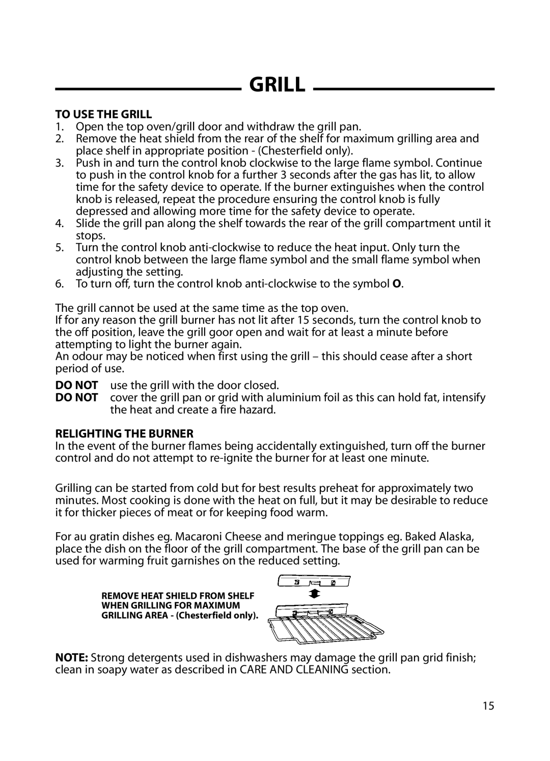 Cannon C60GC, C60GT installation instructions To USE the Grill, Relighting the Burner 