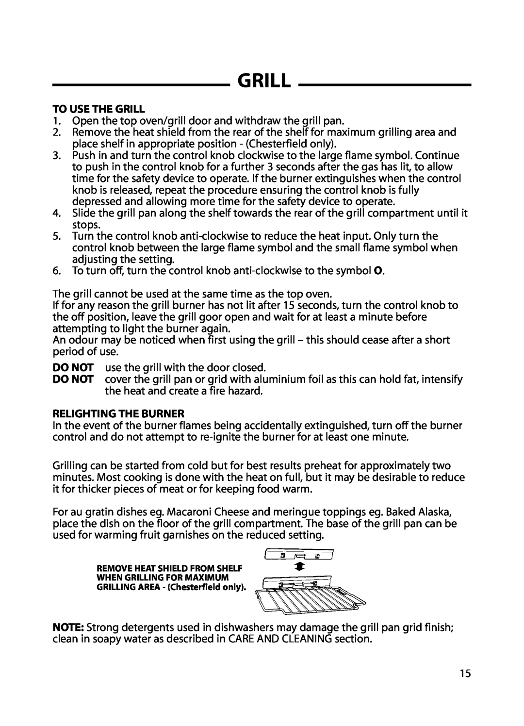 Cannon C60GC, C60GT installation instructions To Use The Grill, Relighting The Burner 