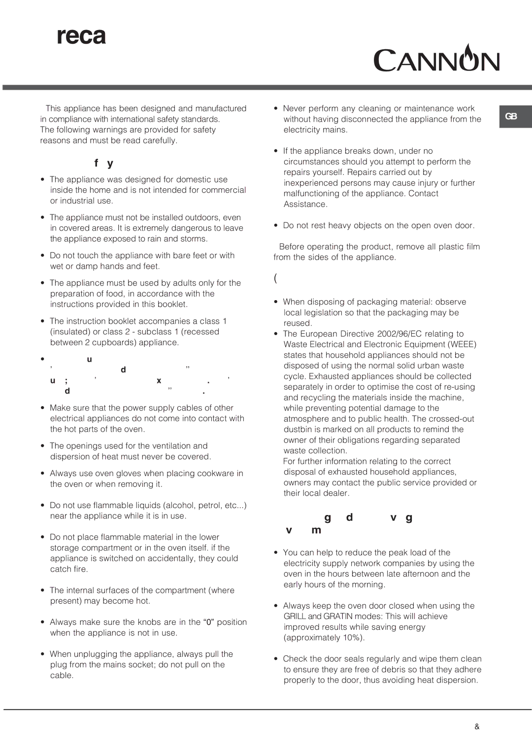 Cannon C90DPX manual Precautions and tips, General safety, Disposal, Respecting and conserving the environment 