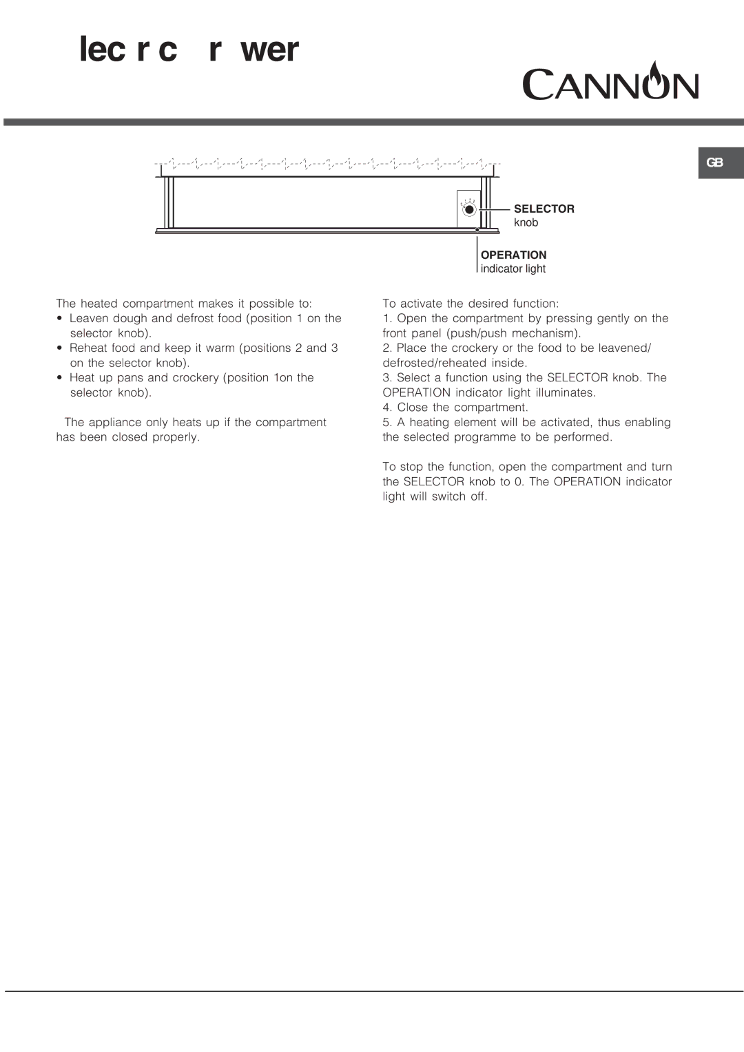 Cannon C90DPX manual Electric drawer 