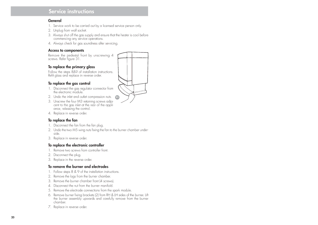 Cannon CANTFS-03-LP, CANTFS-03-NG installation instructions Service instructions 