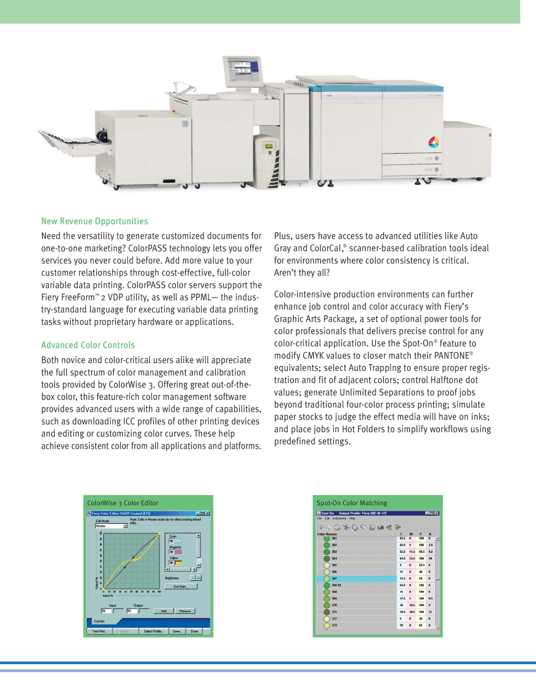 Cannon CLC 4000 manual New Revenue Opportunities, Advanced Color Controls 