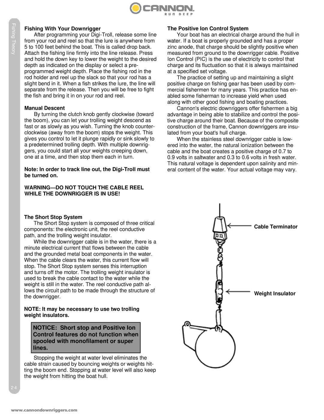 Cannon DIGI-TROLL 5 TS Fishing With Your Downrigger, Manual Descent, Positive Ion Control System, Short Stop System 