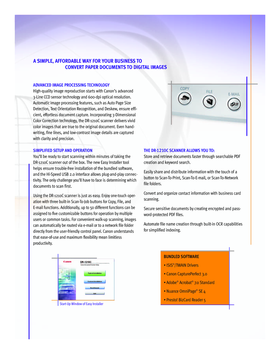 Cannon DR-1210C manual Advanced Image Processing Technology 