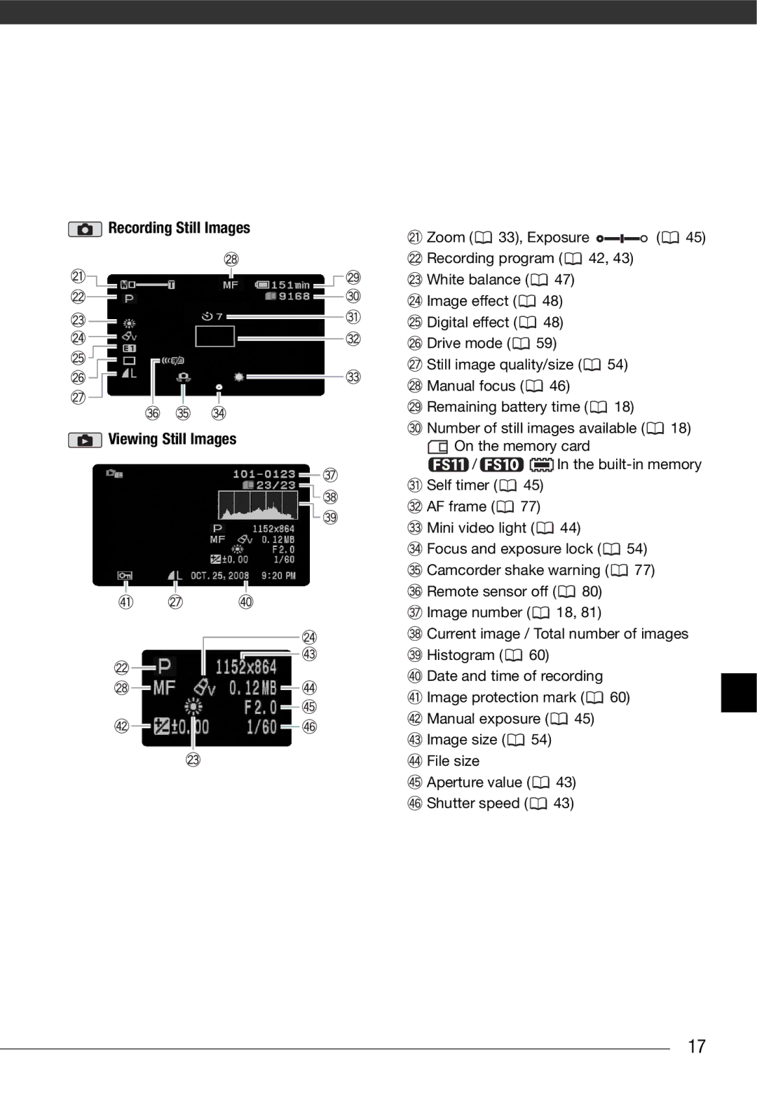 Cannon FS10/FS11/FS100 instruction manual Recording Still Images Viewing Still Images 