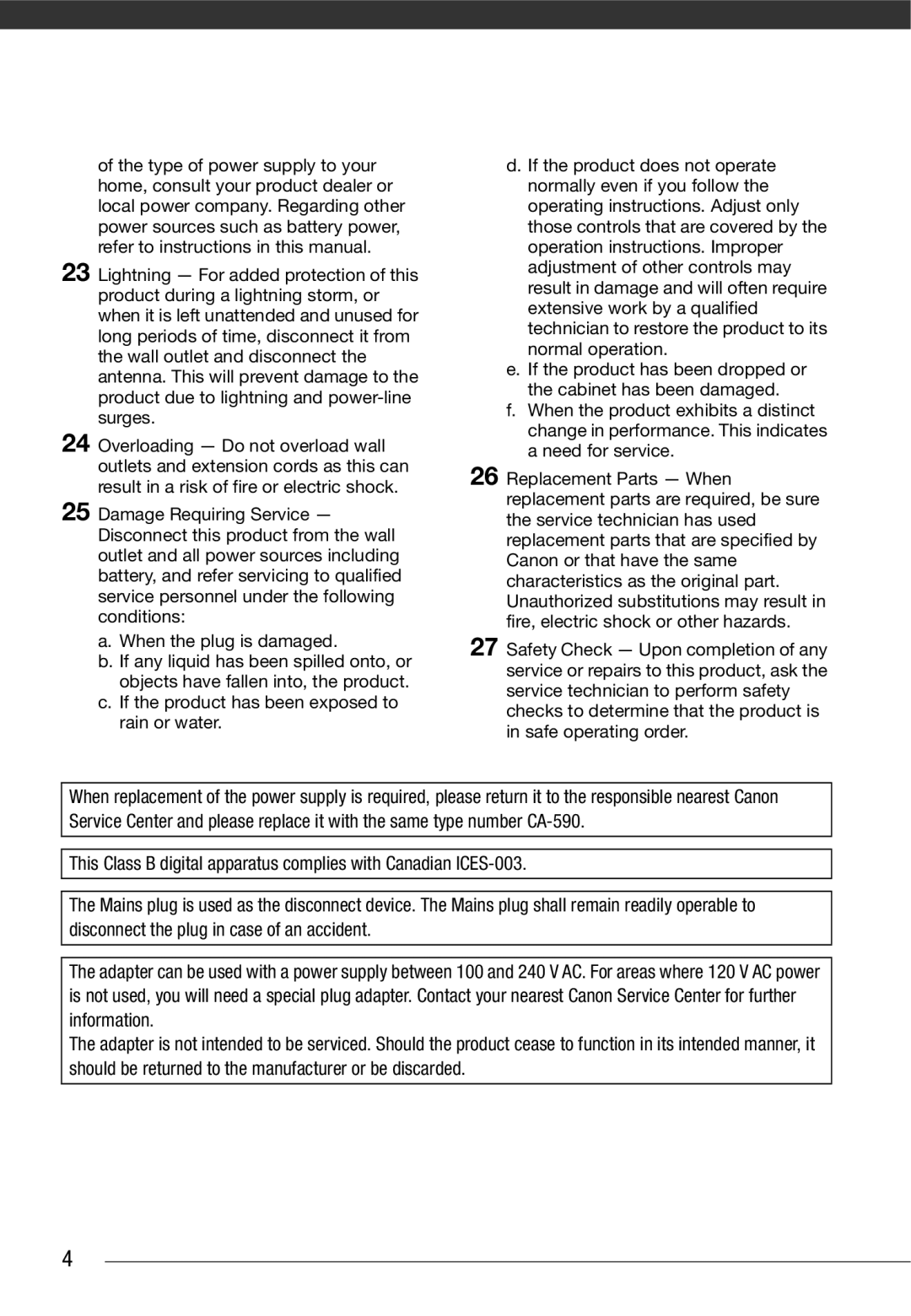 Cannon FS10/FS11/FS100 instruction manual 