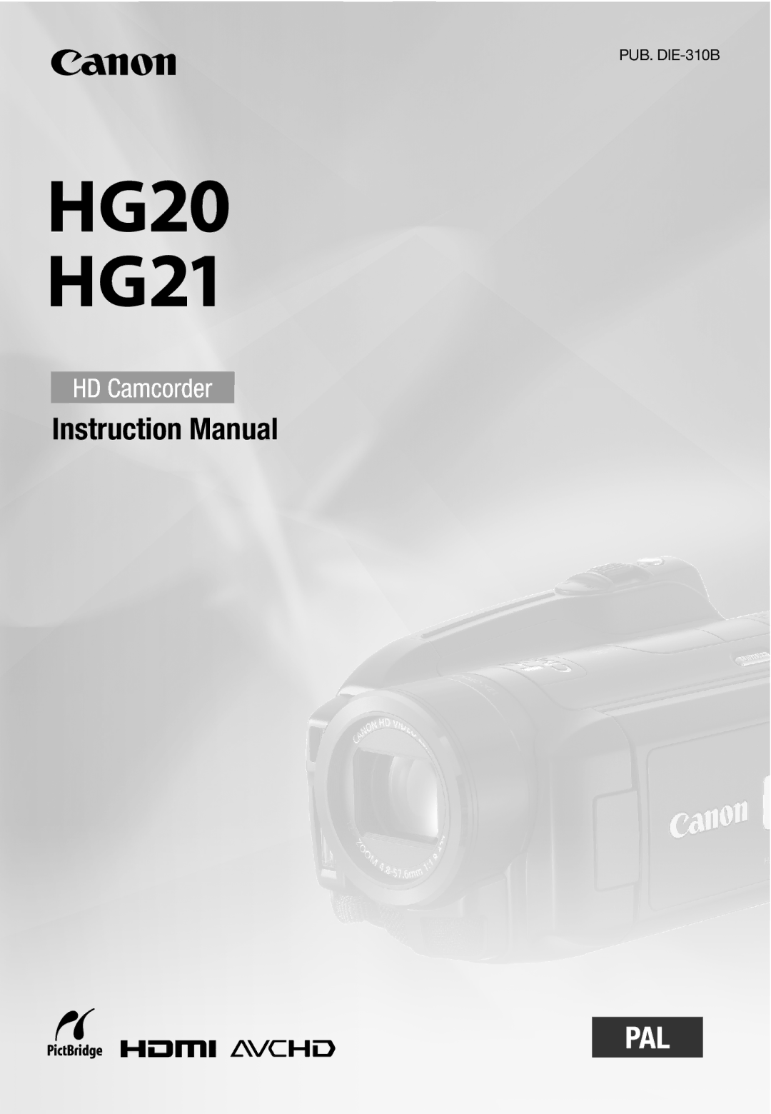 Cannon HG20 instruction manual PUB. DIE-310B 