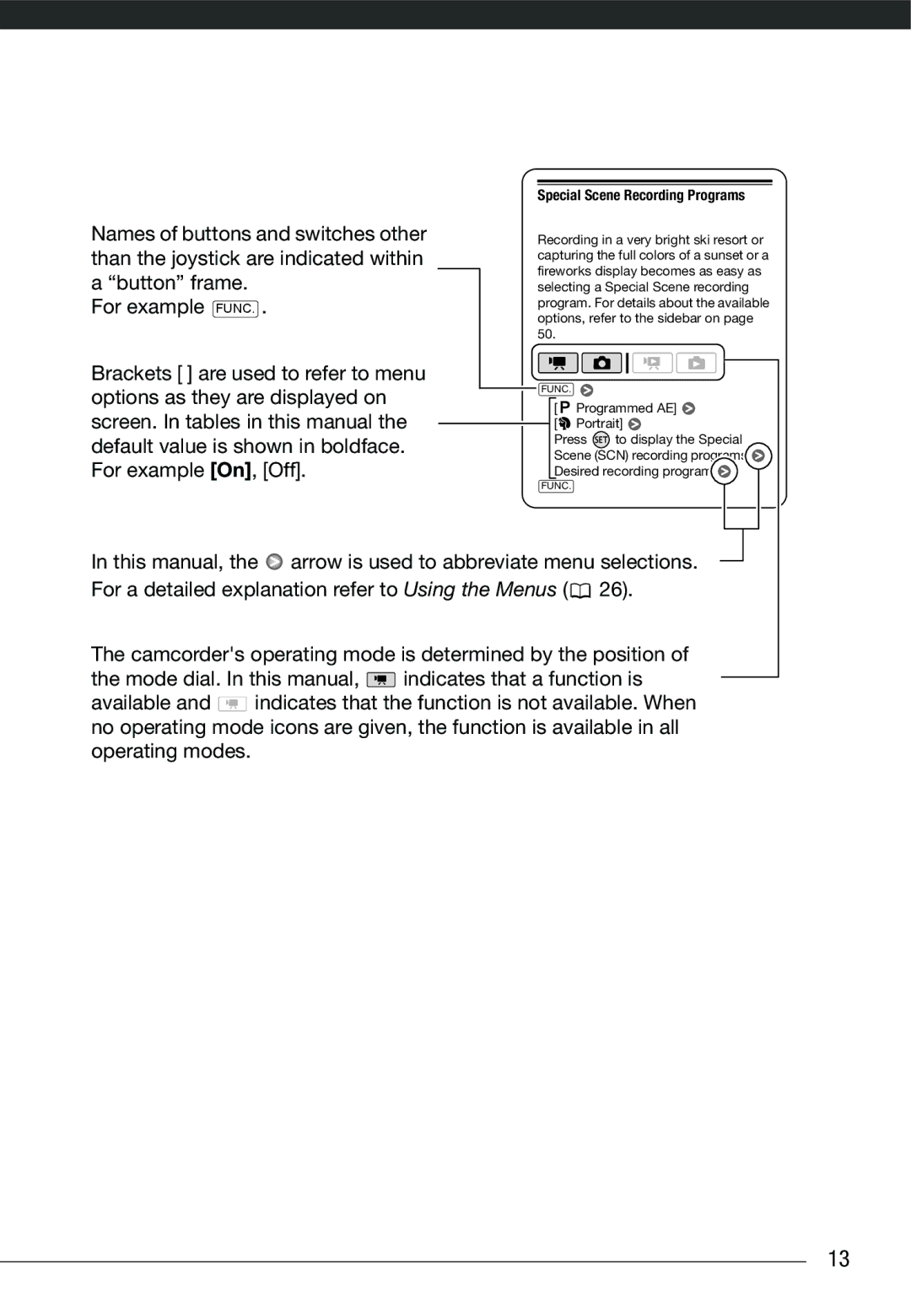 Cannon HG20 instruction manual Special Scene Recording Programs 